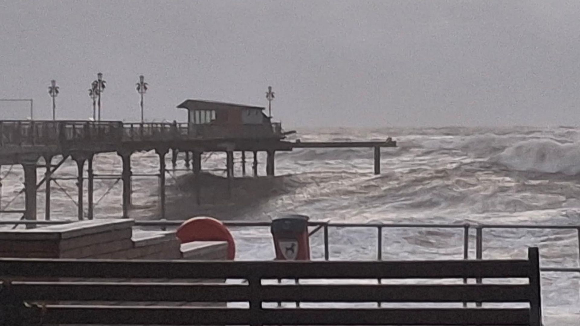 Part of historic pier washed away during Storm Ingrid