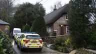 Police investigating a murder at a cottage in Cheriton, Hampshire. Pic: PA