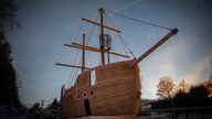 Stars above a new 12 metre tall galleon near the village of Frasdorf, Germany. Pic: PA