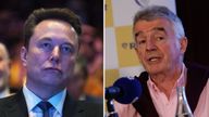 Elon Musk and Ryanair CEO Michael O'Leary. Pics: Reuters and AP