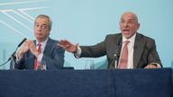 Nadhim Zahawi speaks at a press conference with Reform UK party leader Nigel Farage.
Pic: Reuters