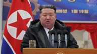  Kim Jong Un speaks as he inspects the first phase of the renovation of the Ryongsong Machine Complex. Pic: KCNA/Reuters