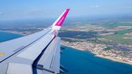 A Wizz Air flight pictured from a window. Pic: iStock