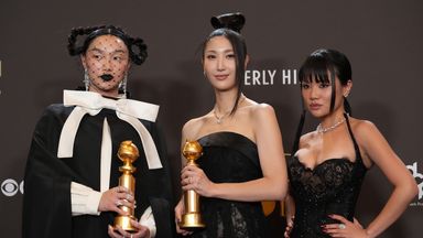 L-R: Audrey Noona, EJAE and Ri Ami won Best Original Song for KPOP Demon Hunters' Golden. Photo: Chris Pizzello/AP