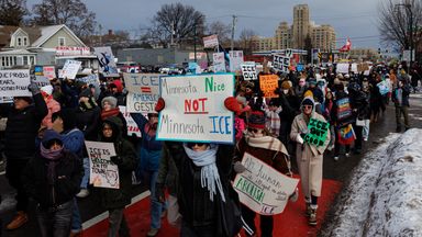 People march in Minneapolis to protest increased immigration enforcement. Photo: Reuters