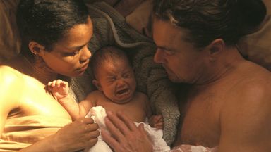 Teyana Taylor as Perfidia and Leonardo DiCaprio as Bob Ferguson in One Battle After Another. Photo: Warner Bros.