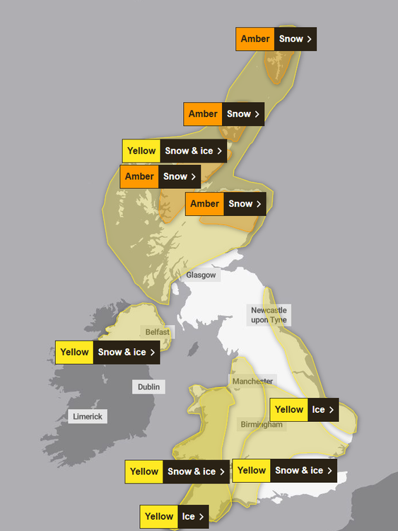 Met ofisi Pazar günü için turuncu alarm yayınladı. Resim: Met Ofisi. 