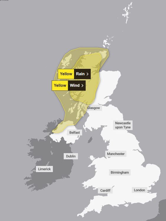 Weather warnings for Monday. Pic: Met Office