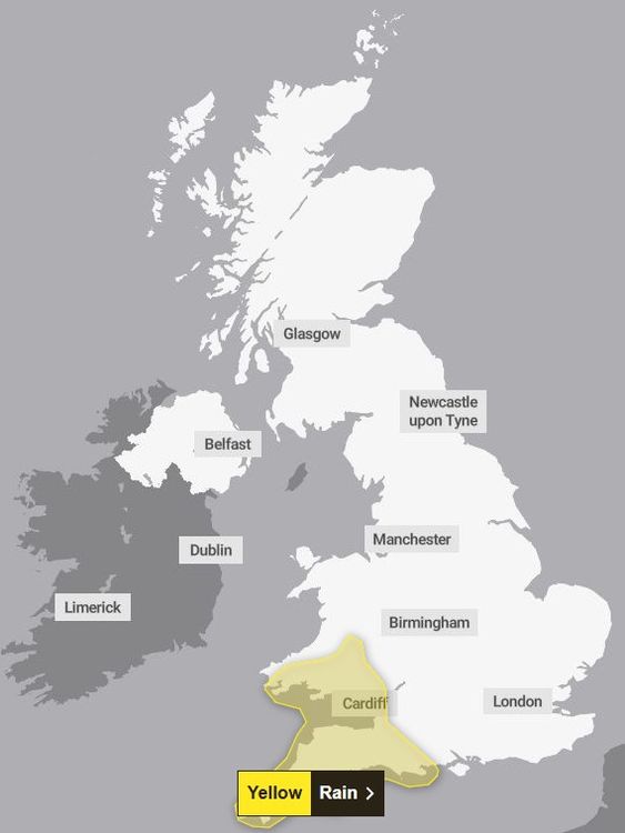 Weather warnings for Monday. Pic: Met Office