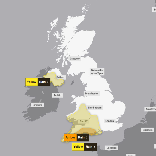 The Met Office has issued weather warnings for Monday Pic: Met Office