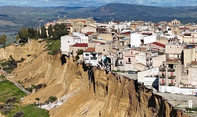 'The entire hill is collapsing': Landslide in Sicily causes homes to fall off cliff edge, 1,500 evacuated