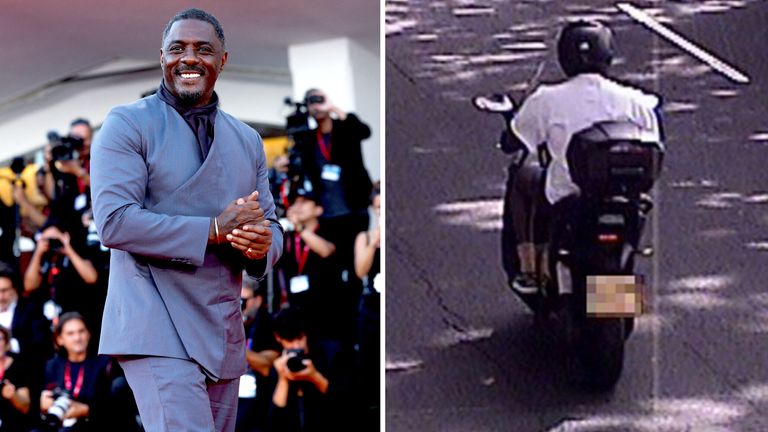 Idris Elba on his moped along  the Chelsea Embankment. Pic: Metropolitan Police/PA