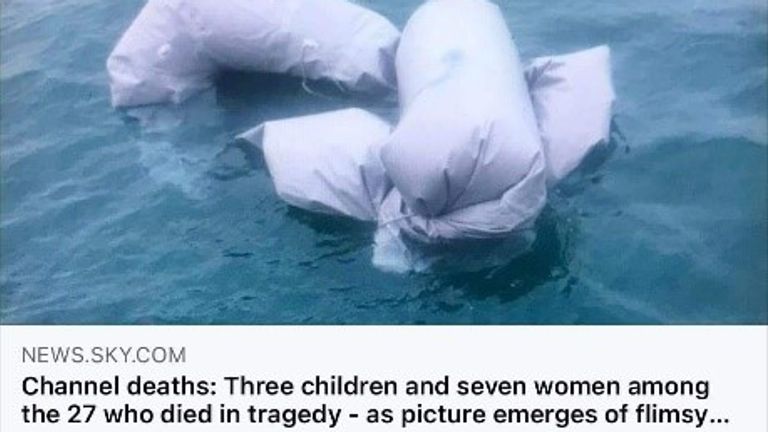 A screenshot of a Sky News report Rahimpur sent to Savas. Pic: NCA