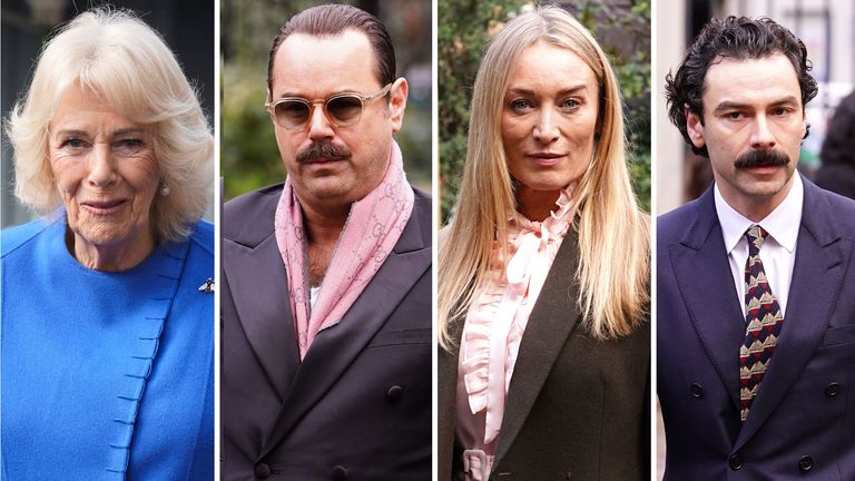 Queen Camilla was joined by Rivals stars Danny Dyer, Victoria Smurfit and Aidan Turner.
Pic: PA