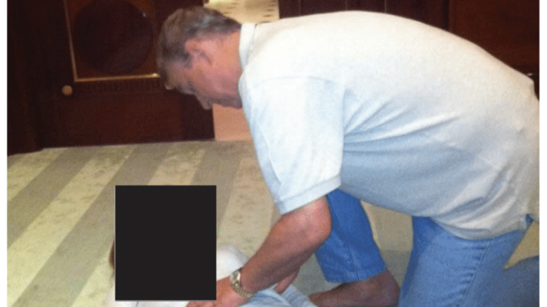 Photos in the Epstein files appear to show Andrew Mountbatten-Windsor on the floor with a woman. Pic: US Department of Justice