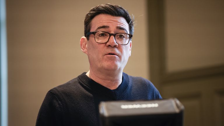 Greater Manchester mayor Andy Burnham speaking on Monday, after he was told he could not stand to be an MP. Pic: PA