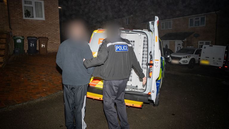 One of the arrests carried out on Thursday in connection with illegal waste dumping in Kidlington, Oxfordshire. Pic: EA