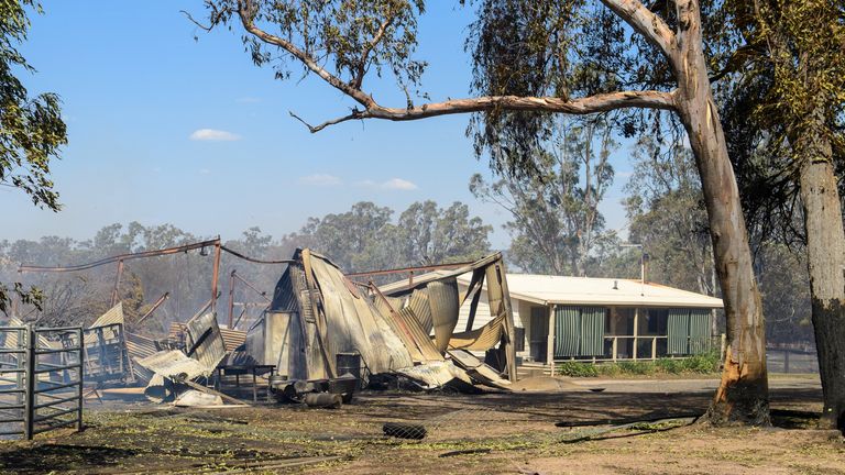 Homes like this one in Longwood, Victoria, have been destroyed by raging bushfires. Pic: AAP/Reuters