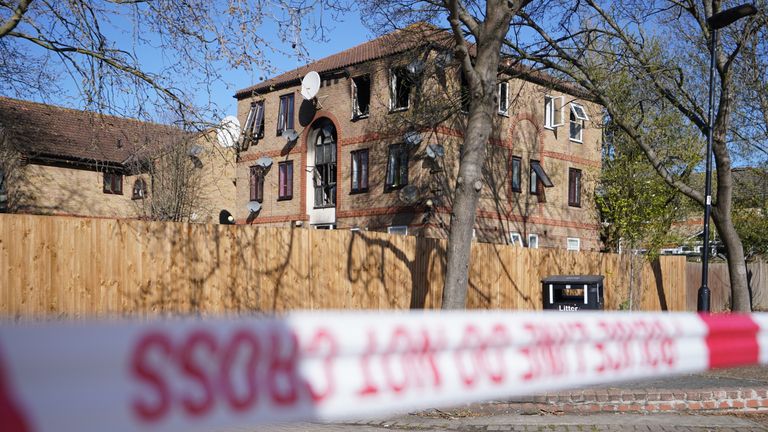 The scene of the fire in Tollgate Road, Beckton. Pic: PA