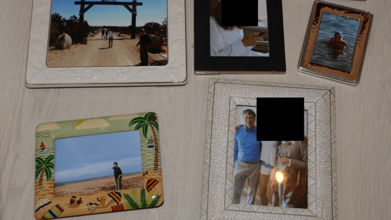 Bill Gates in a framed photo, bottom right. Pic: US Department of Justice