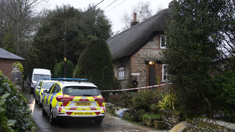 Police investigating a murder at a cottage in Cheriton, Hampshire. Pic: PA