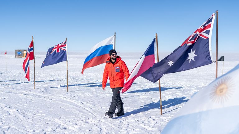 Chile's president visited the South Pole in January last year. Pic: Presidential Palace/Reuters