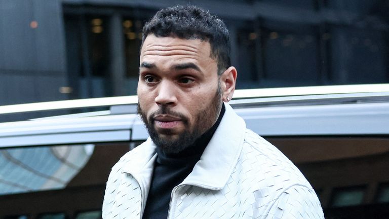 Chris Brown outside Southwark Crown Court on Wednesday. Pic: Reuters 