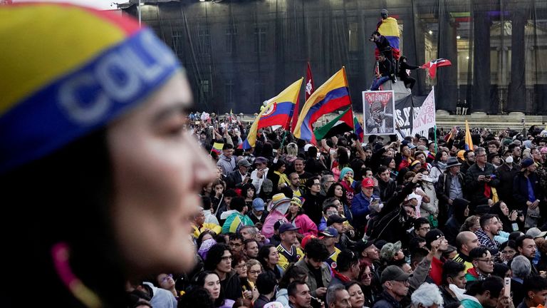 Thousands of President Petro supporters attended a rally to defend national sovereignty following Mr Trump's remarks. Pic: Reuters