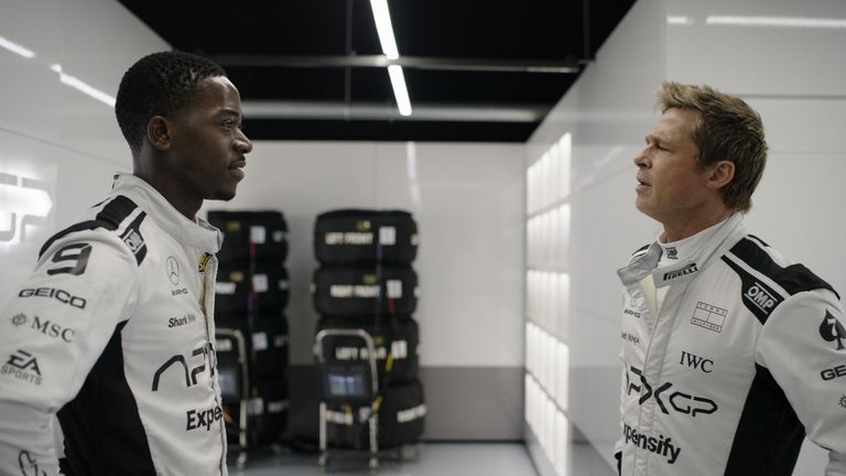 Damson Idris and Brad Pitt in F1. Pic: Apple TV