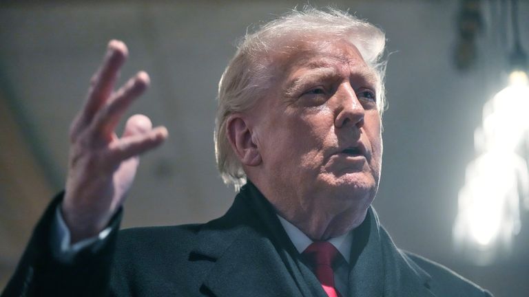 President Donald Trump speaks during a visit at a restaurant in Iowa