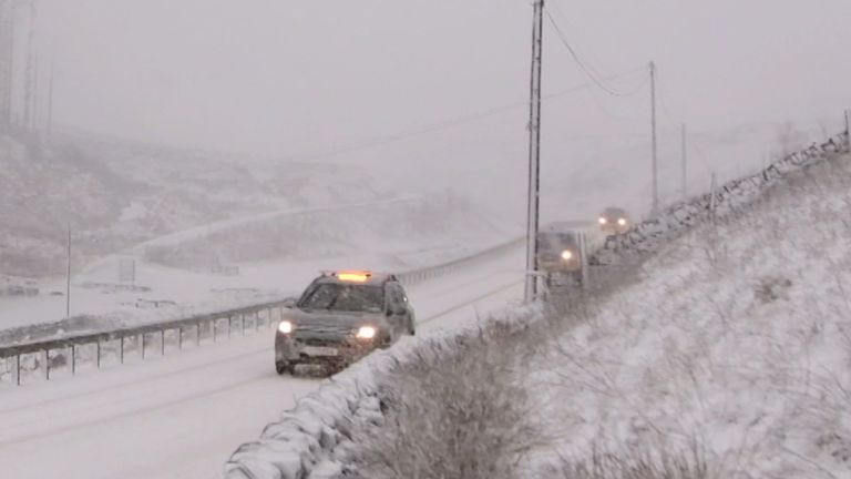 While wind and rain causes chaos in most of the UK, snow has caused delays and disruptions elsewhere.