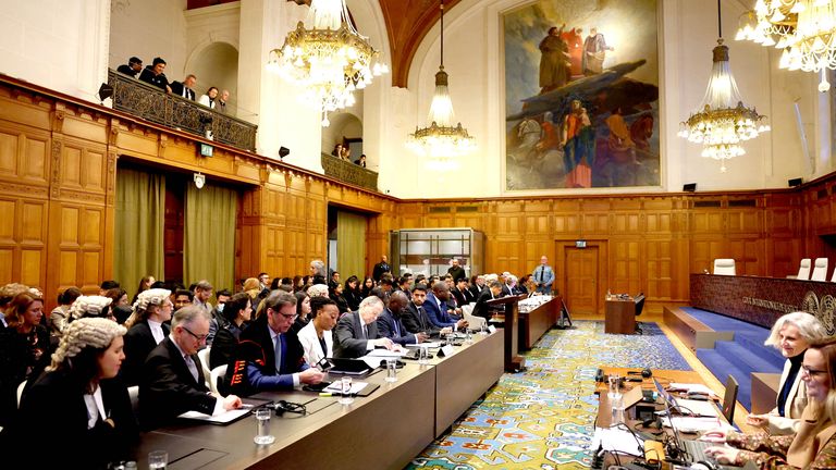 The International Court of Justice (ICJ) starts hearings in a landmark case brought by Gambia, accusing Myanmar of committing genocide. Pic: Reuters