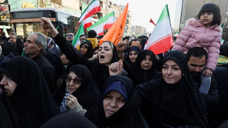 A pro-government rally in Tehran. Pic: Reuters.