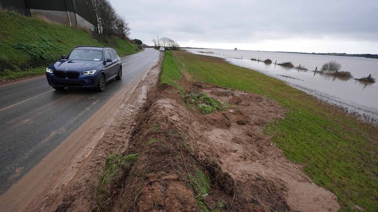 A landslide caused by heavy rain at Lady's Island in Co Wexford. Pic: Niall Carson/ PA