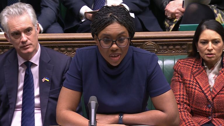 Kemi Badenoch accused Sir Keir Starmer of being 'scared'. Pic: PA