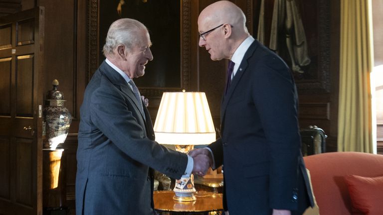 The King and Mr Swinney. Pic: PA