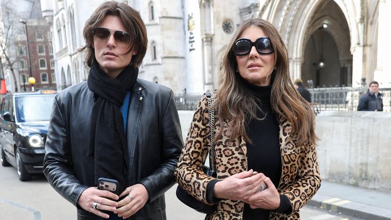 Liz Hurley and her son Damian spent the morning in court but left at lunchtime. Pic: Reuters