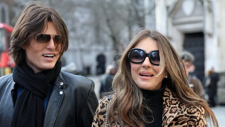 Liz Hurley and her son Damian attended the first two days of the trial, and she will give evidence later on. Pic: Reuters