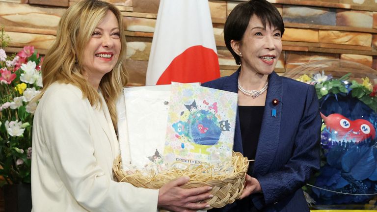 Ms Melon also got a basket of gifts from Hello Kitty maker Sanrio. Pic: Reuters
