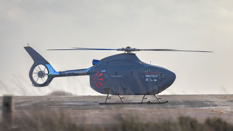 The windowless helicopter is named Proteus, after the Greek god of the sea. Pic: Royal Navy 