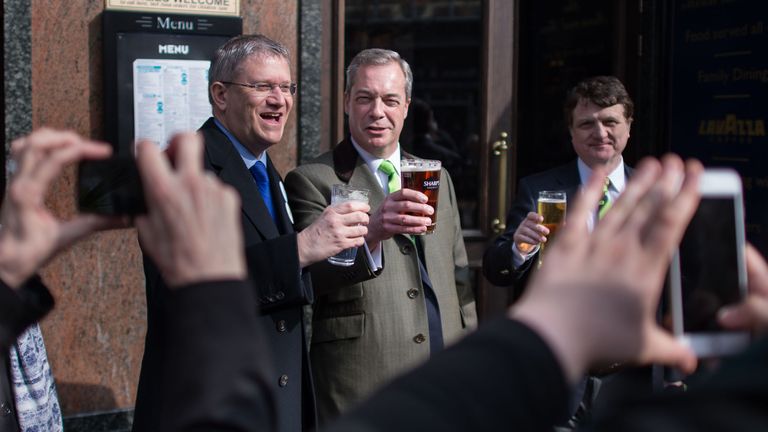 Mr Rosindell with Mr Farage in 2016. Pic: PA