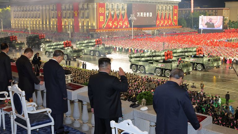 North Koreas leader Kim Jong Un inspects his military. Pic: Reuters