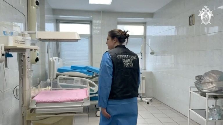 An investigator inspects a delivery room in Novokuznetsk. Pic  Reuters