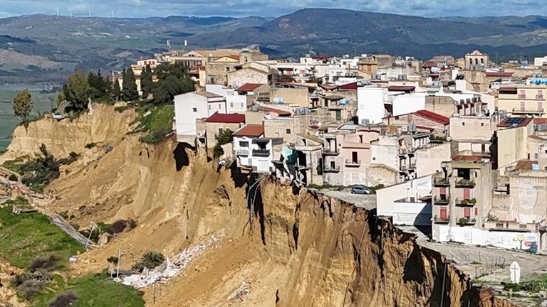 Sicilian Landslide Forces 1,500 Evacuations as Homes Teeter on Cliff Edge