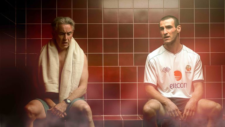Steve Coogan (left) portrays Mick McCarthy and Eanna Hardwicke (right) is Roy Keane in new film Saipan, depicting the infamous fallout 