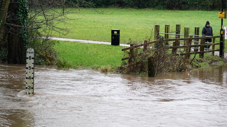Floodwater in Birmingham as Storm Chandra brought disruption to the UK. Pic: PA