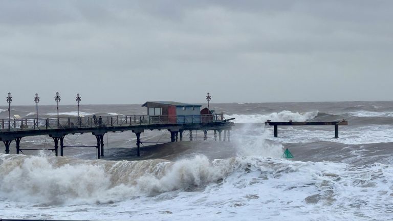 Part of Teignmouth Grand Pier has been washed away. Pic: Eddie Holden