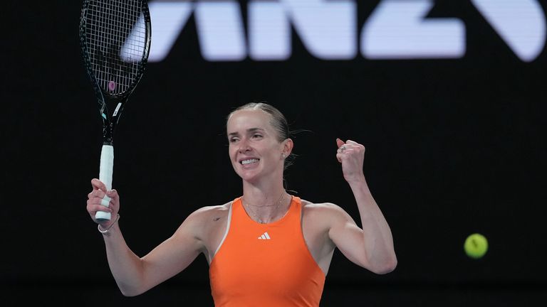 Elina Svitolina celebrates after defeating Coco Gauff. Pic: AP