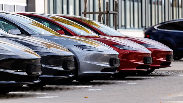 Tesla cars. Pic: AP