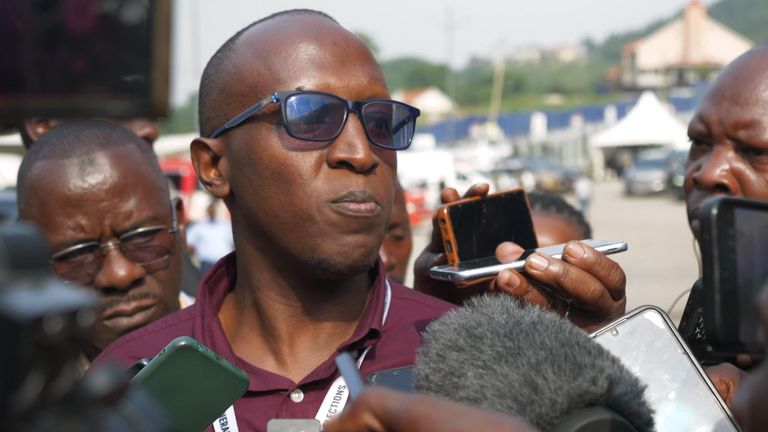 Benjamin Katana talks to crowds after the count 